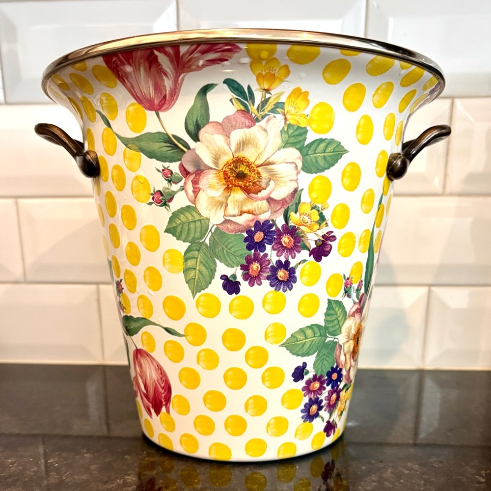 Mackenzie Childs Ice Bucket in RARE and Discontinued Buttercup Pattern